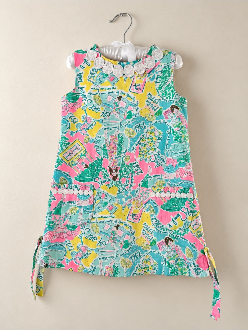 Lilly Pulitzer Girls Shift Dress Size 4 Pink Green Tropical Palm Beach Print
